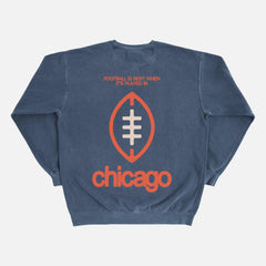 Cute throwback Chicago Bears heavyweight crewneck sweatshirt with front and back oversized print on a faded Comfort Colors sweater