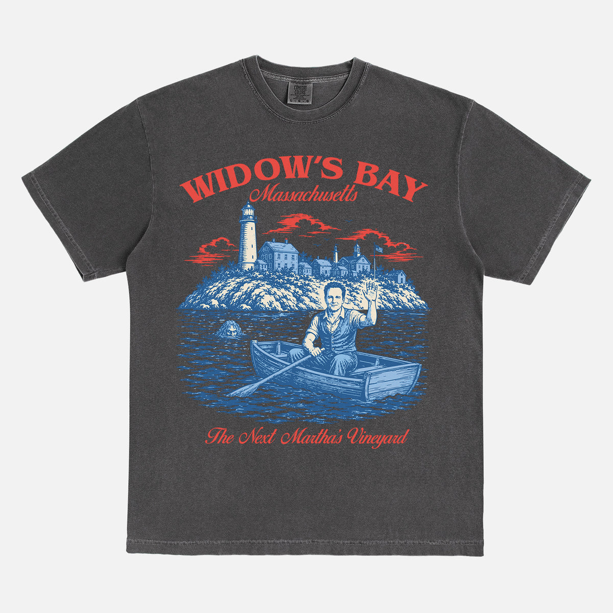 Widow's Bay TV Show  graphic T-Shirt with vintage sea hag mayor art on a unisex comfort colors tee