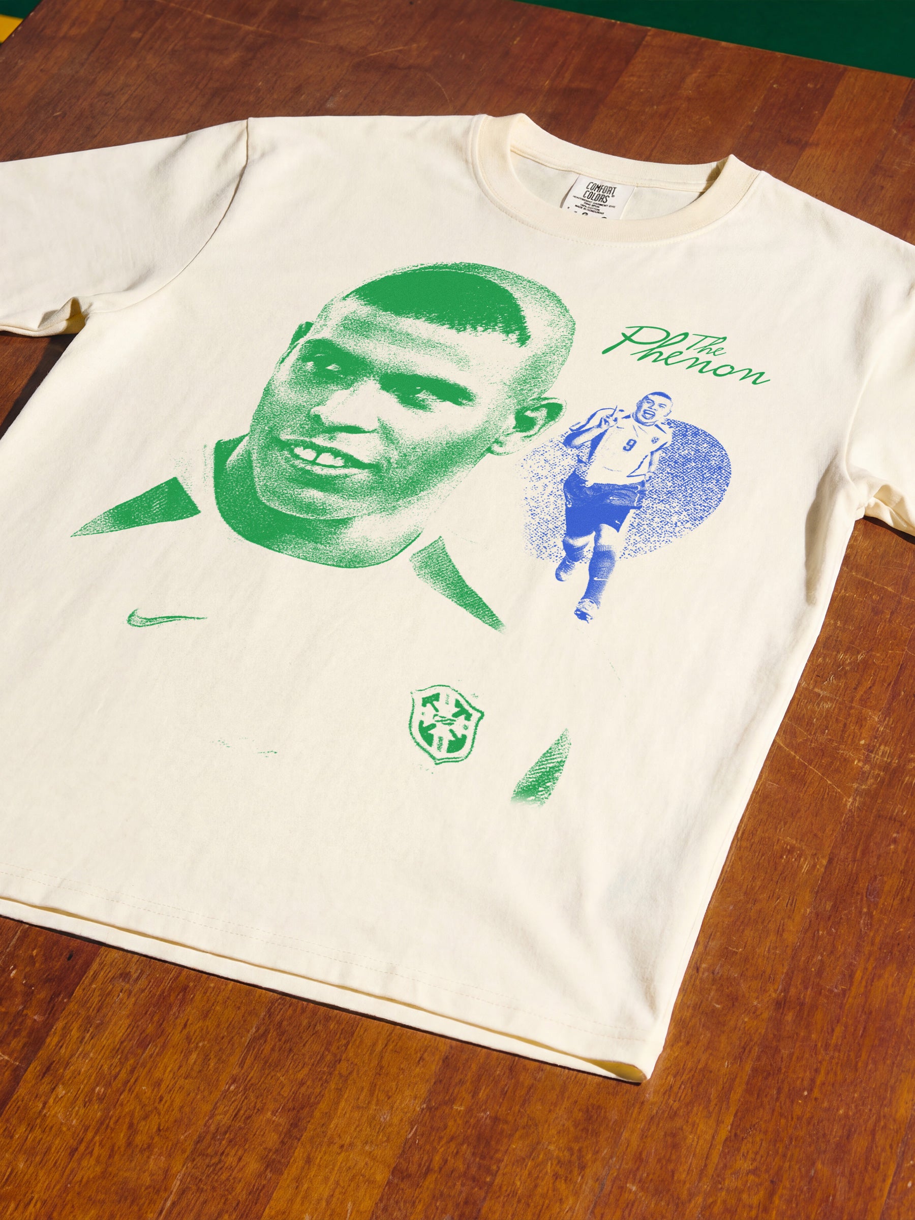 Ronaldo Brazilian Soccer Player t-shirt with bootleg streetwear graphic for brazil R9 football fans