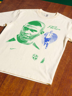 Ronaldo Brazilian Soccer Player t-shirt with bootleg streetwear graphic for brazil R9 football fans