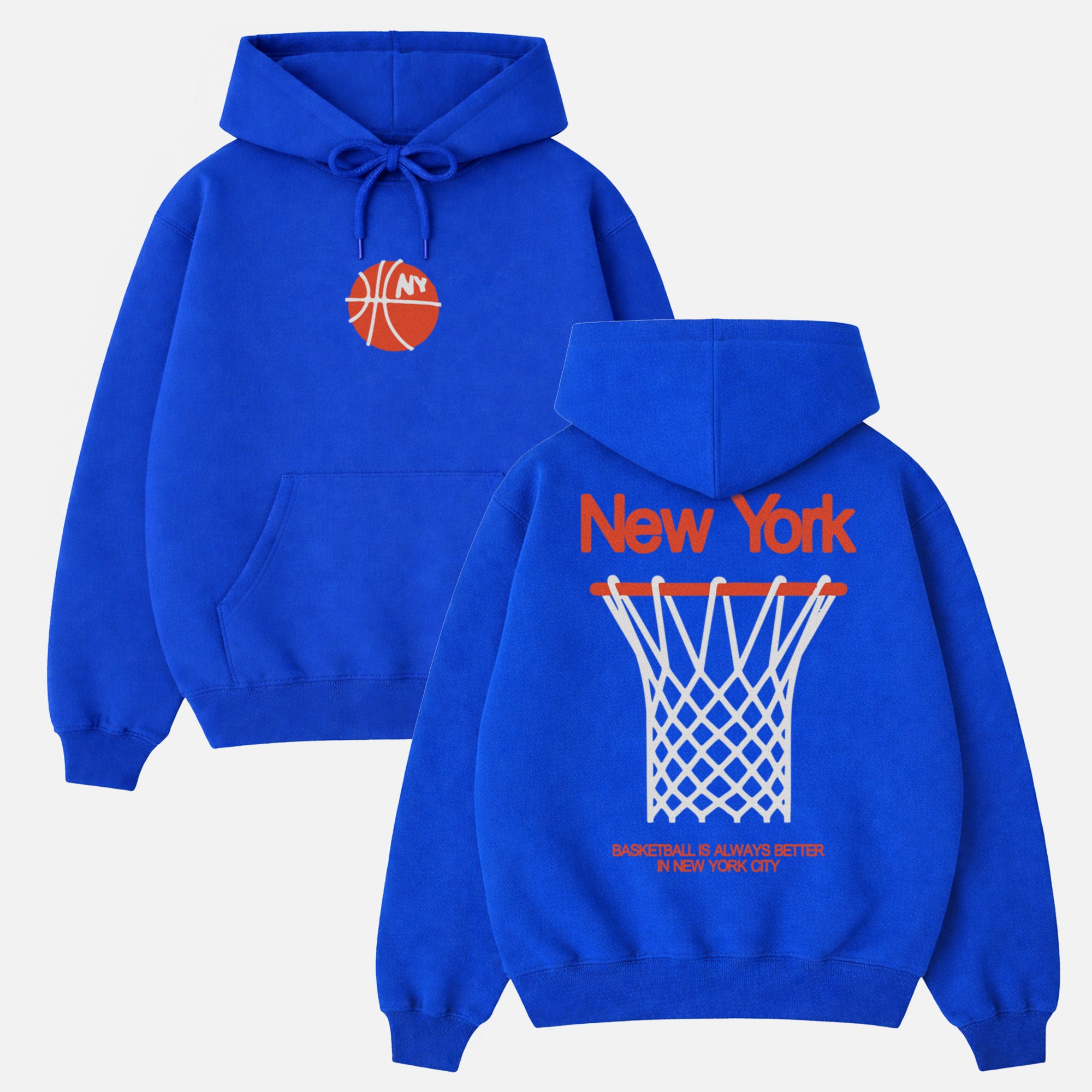 New York Knicks streetwear hoodie, retro NY basketball sweatshirt with front and back print