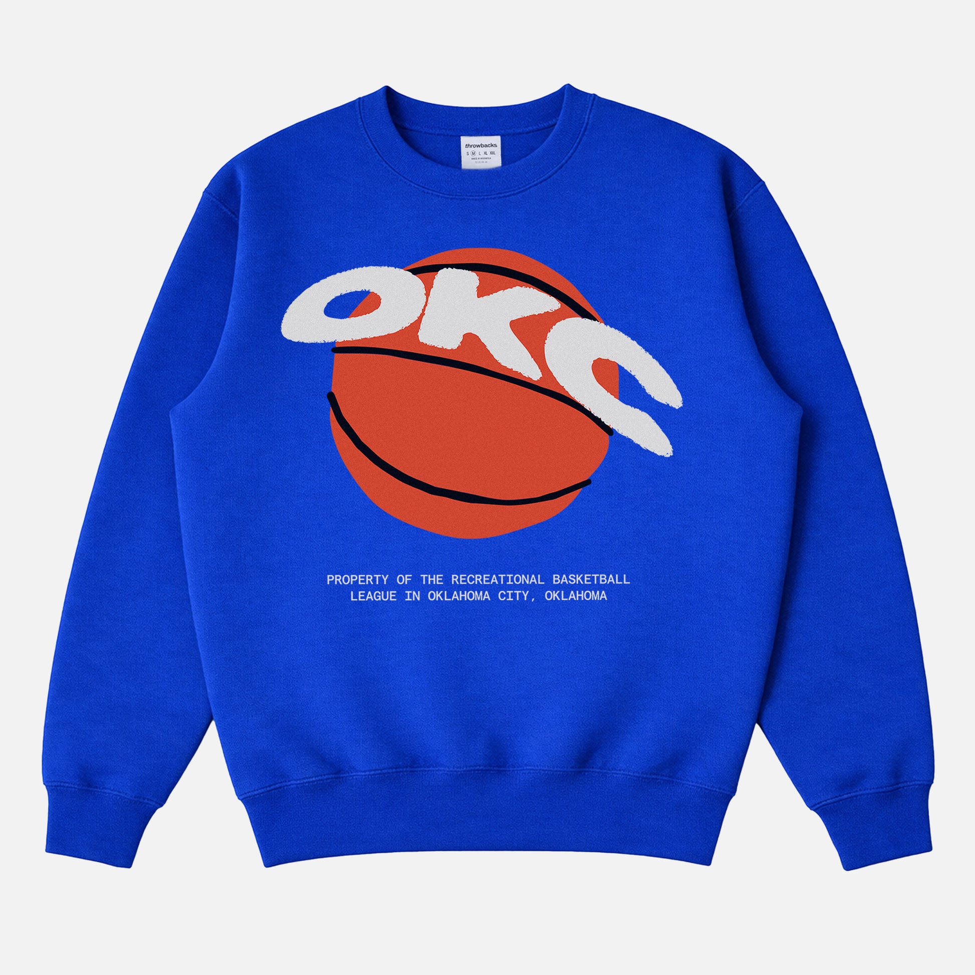 Oklahoma City Thunder OKC royal blue streetwear basketball crewneck sweatshirt