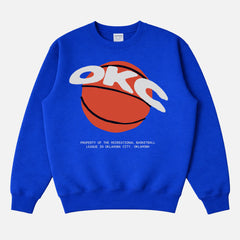 Oklahoma City Thunder OKC royal blue streetwear basketball crewneck sweatshirt