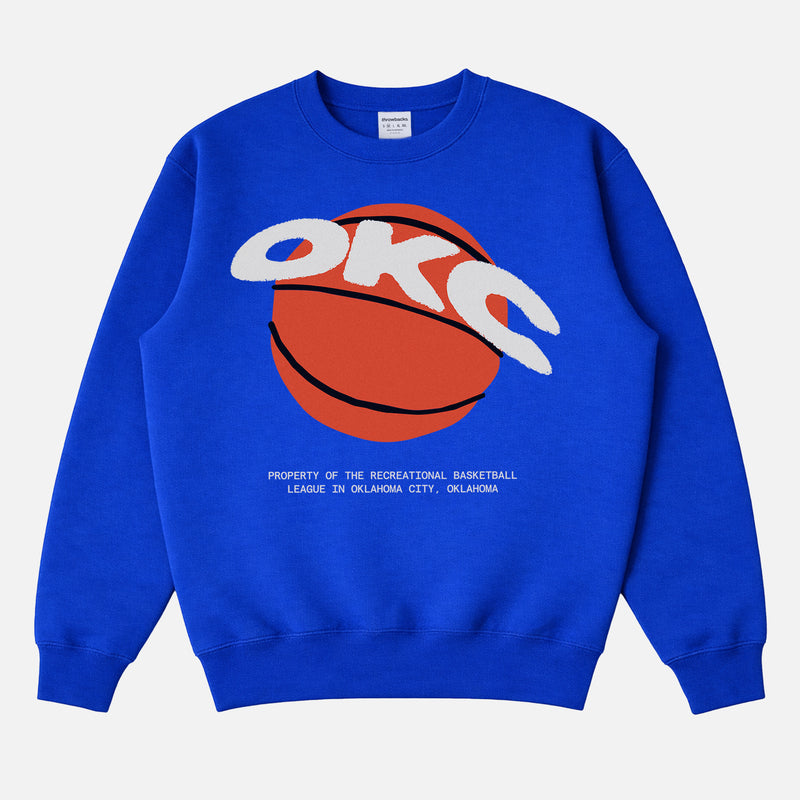 Oklahoma City Thunder OKC royal blue streetwear basketball crewneck sweatshirt