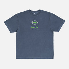Seattle Seahawks throwbacks uniform washed blue and green comfort colors t-shirt with front and back print