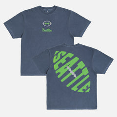 Seattle Seahawks throwbacks uniform washed navy and green comfort colors t-shirt with front and back print