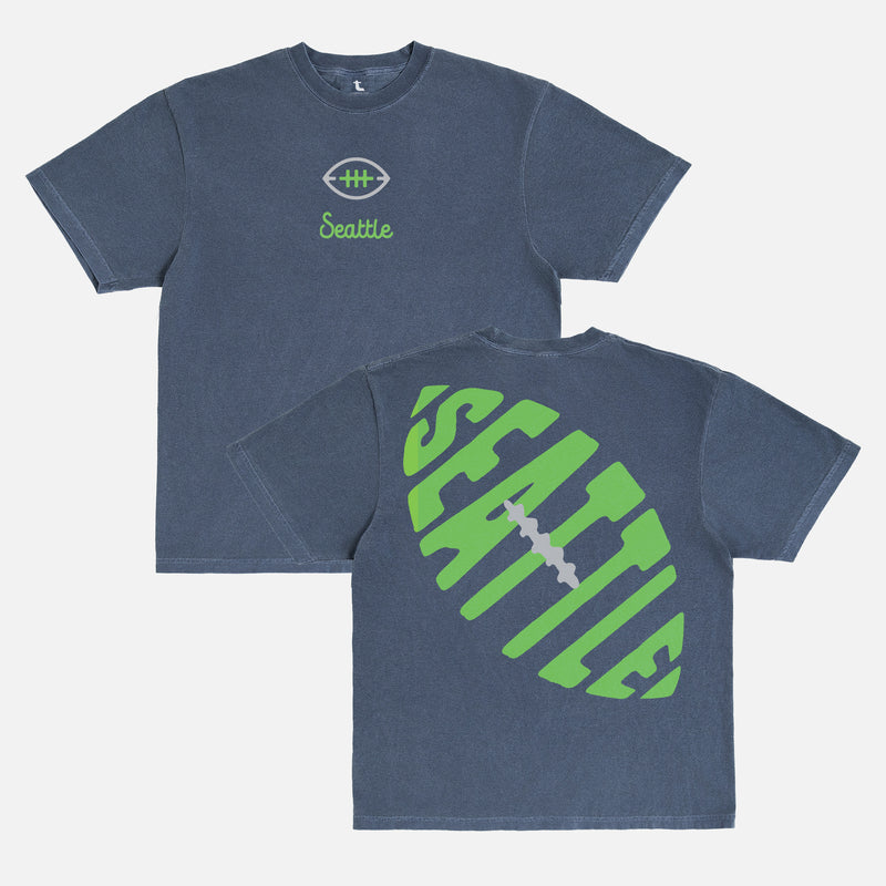Seattle Seahawks throwbacks uniform washed navy and green comfort colors t-shirt with front and back print