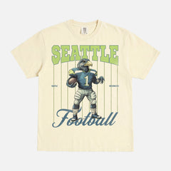 Off white Seattle Seahawks  football mascot graphic t-shirt  on a bootleg comfort colors tee