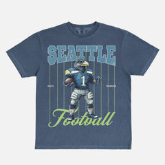 Retro washed navy Seattle Seahawks  football mascot graphic t-shirt  on a bootleg comfort colors tee