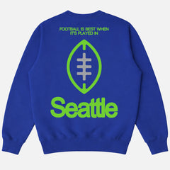 Cute royal blue and lime Retro Seattle Seahawks 2026 Super Bowl Champions sweatshirt with front and back print for men and women