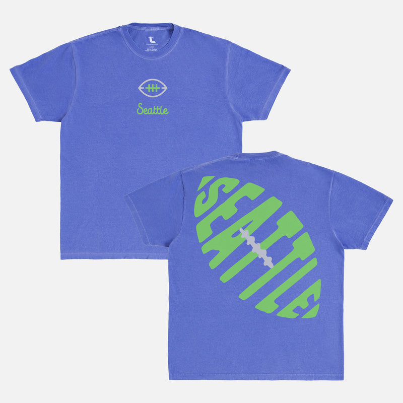 Seattle Seahawks throwbacks uniform washed blue and green comfort colors t-shirt with front and back print