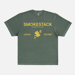 Sinners movie graphic tee, Smokestack Juke Joint mississippi inspired by Ryan Cooglers vampire movie, faded washed GREEN with yellow logo sinners movie merch