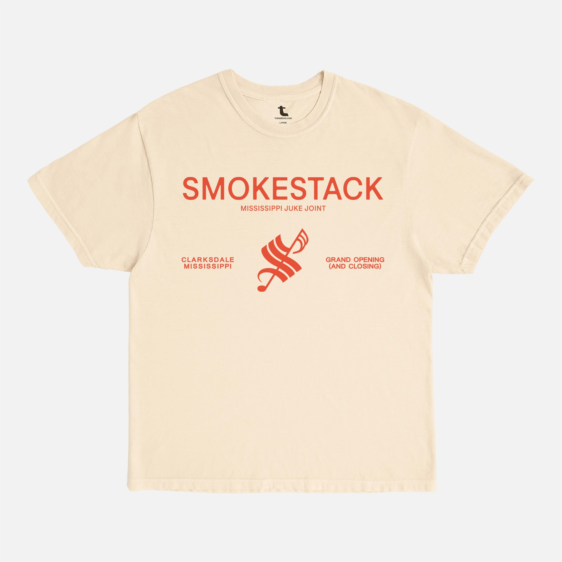 Sinners movie graphic tee, Smokestack Juke Joint mississippi inspired by Ryan Cooglers vampire movie, faded washed beige with yellow logo sinners movie merch