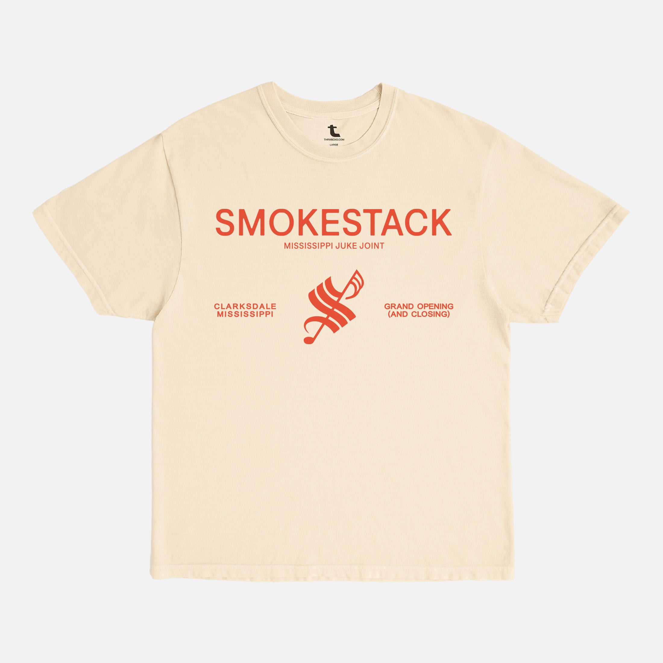 Sinners movie graphic tee, Smokestack Juke Joint mississippi inspired by Ryan Cooglers vampire movie, faded washed beige with yellow logo sinners movie merch