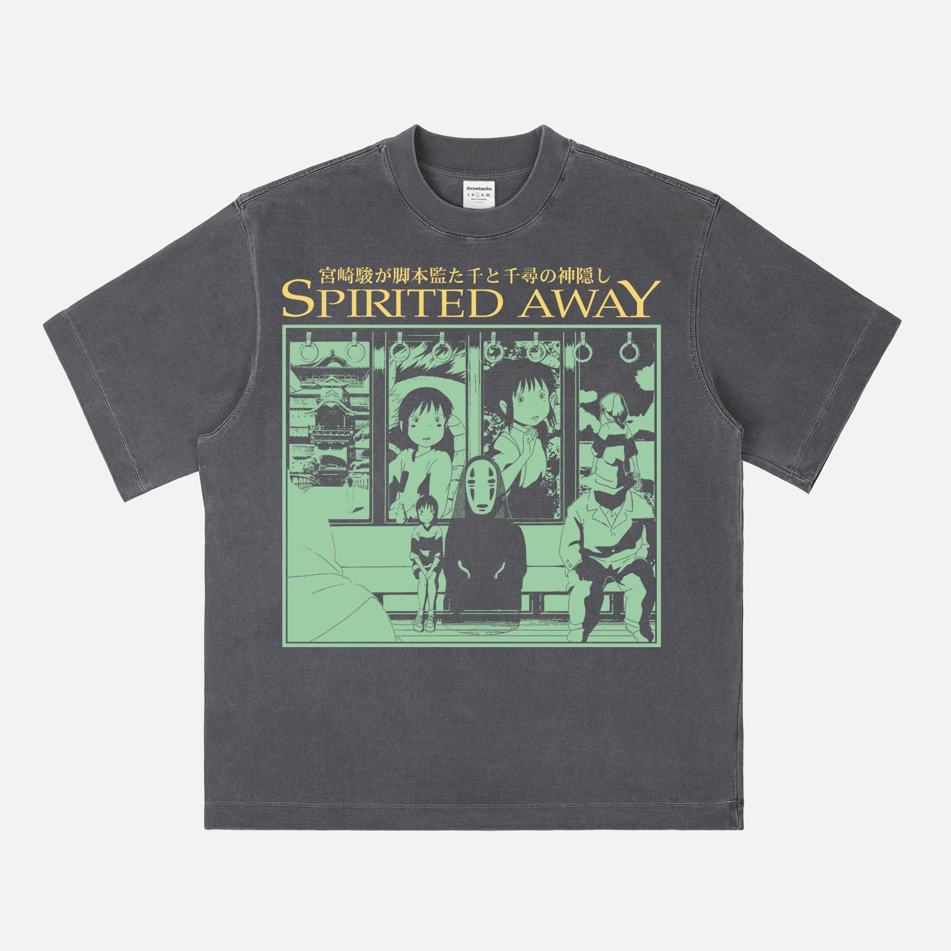 Retro Spirited Away Movie Graphic Tee Vintage 2001 Hayao Miyazaki anime film  faded black heavyweight streetwear t-shirt