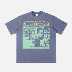 Retro Spirited Away Movie Graphic Tee Vintage 2001 Hayao Miyazaki anime film  faded heavyweight streetwear t-shirt