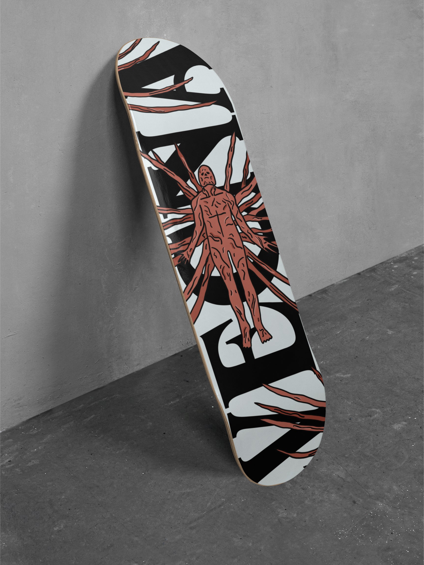 Stranger Things skateboard, Vecna hard wood tv show skate deck wall art memorabilia