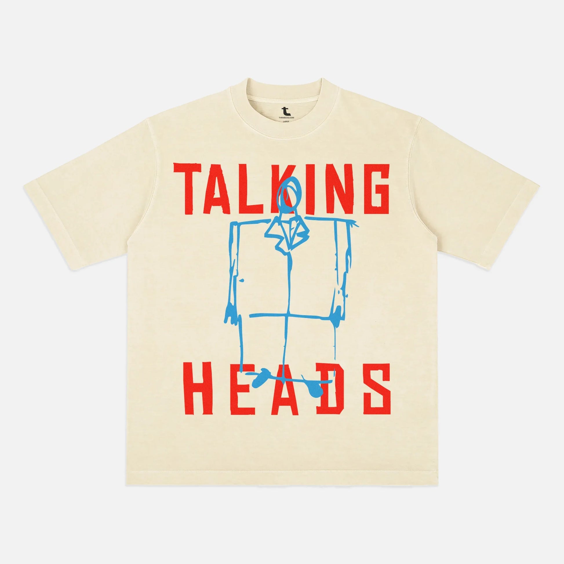Retro Talking Heads band t-shirt, vintage 80s music graphic tee with david byrne suit art sketch apparel
