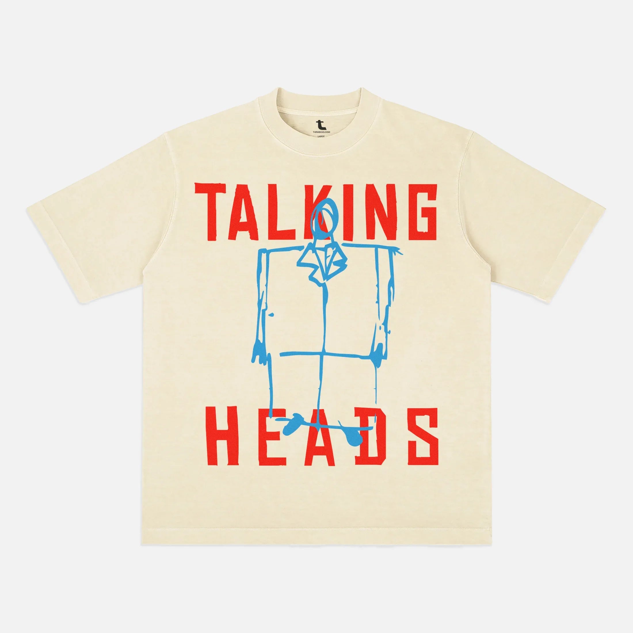 Retro Talking Heads band t-shirt, vintage 80s music graphic tee with david byrne suit art sketch apparel