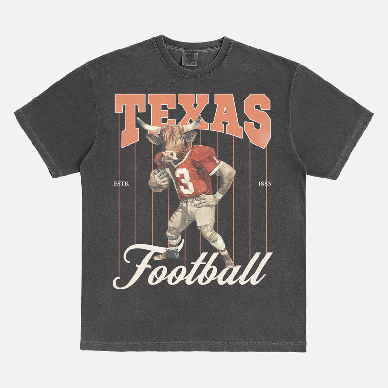 cute vintage Texas Longhorns football mascot comfort colors washed black and orange t-shirt