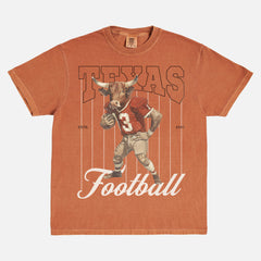 cute vintage Texas Longhorns football mascot comfort colors washed orange and beige t-shirt