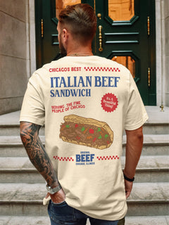 The Bear TV show t-shirt, jeremy allen white fan merch, beige comfort colors retro the original beef of chicagoland restaurant 