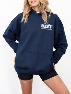 The Bear TV show apparel navy Original beef of chicagoland logo hoodie sweatshirt
