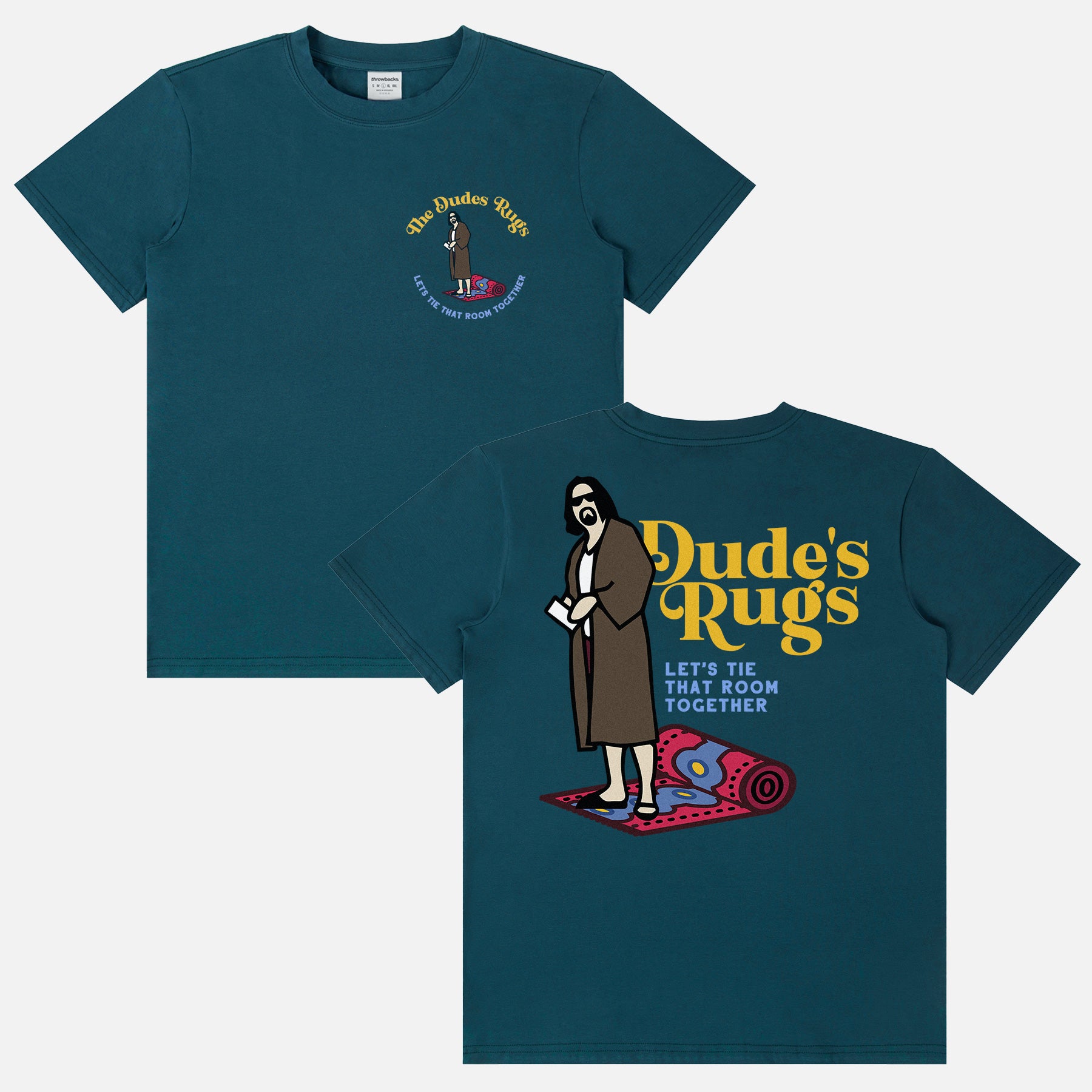 Retro The Big Lebowski moive t-shirt, funny The Dude's Rugs 90s comedy merch graphic tee for men and women