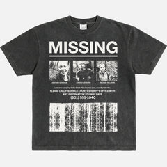 Blair Witch Project Missing T-Shirt grunge heavyweight washed black and white 90s horror movie graphic tee