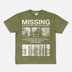 Blair Witch Project Missing T-Shirt grunge heavyweight washed green and white 90s horror movie graphic tee