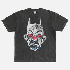 The Dark Knight movie streetwear t-shirt, distressed batman joker portrait graphic tee in black