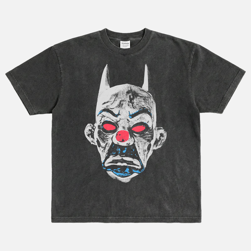 The Dark Knight movie streetwear t-shirt, distressed batman joker portrait graphic tee in black