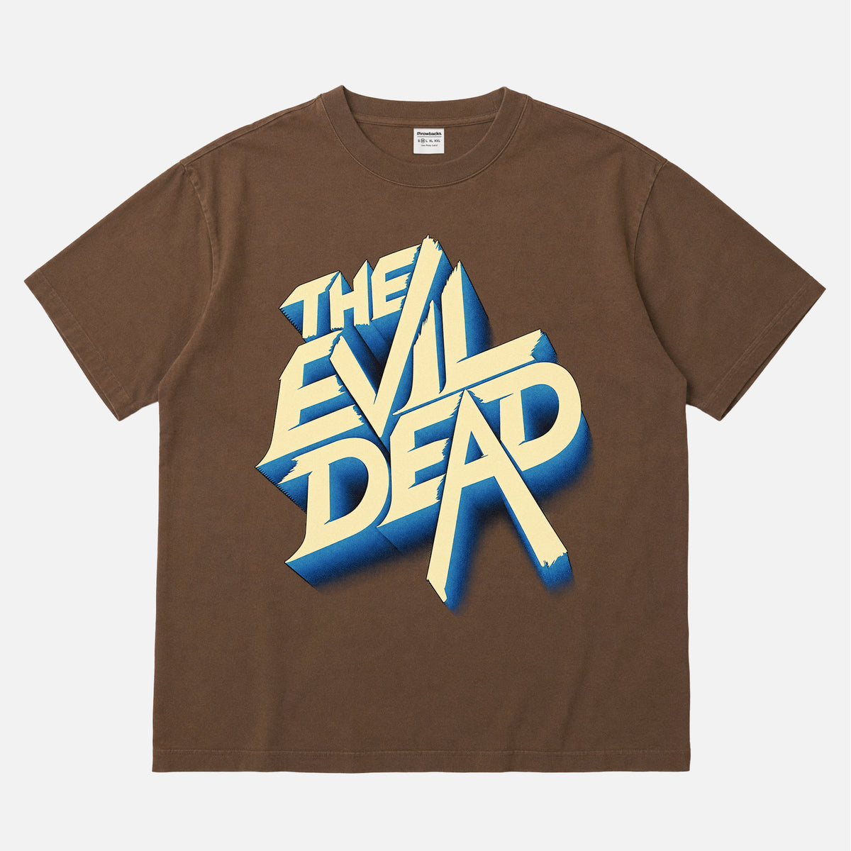 The Evil Dead 1981 horror movie graphic t-shirt with retro movie poster title on a premium cotton tee