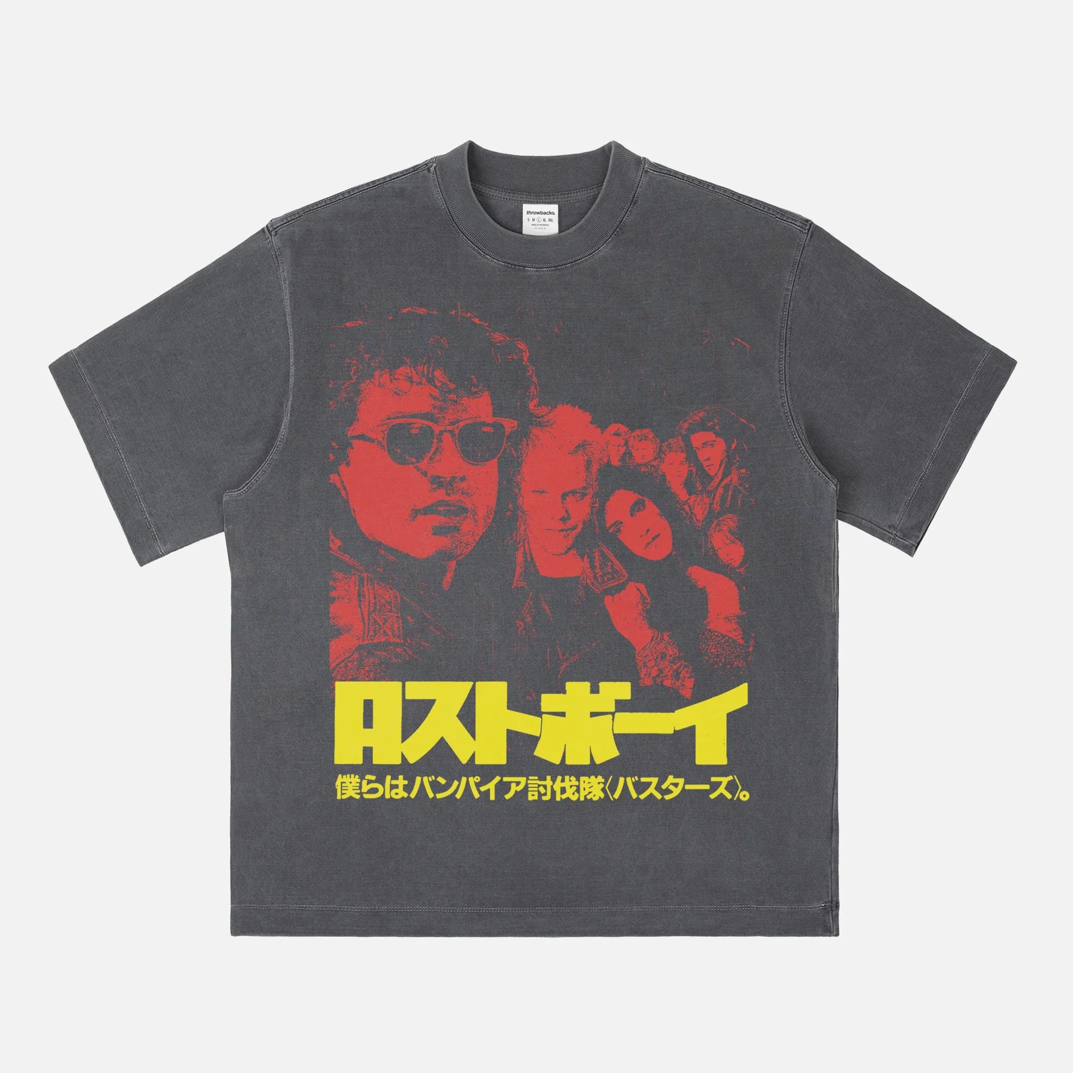 Vintage The Lost Boys movie t-shirt, faded black retro vampire horror film japanese movie poster graphic tee