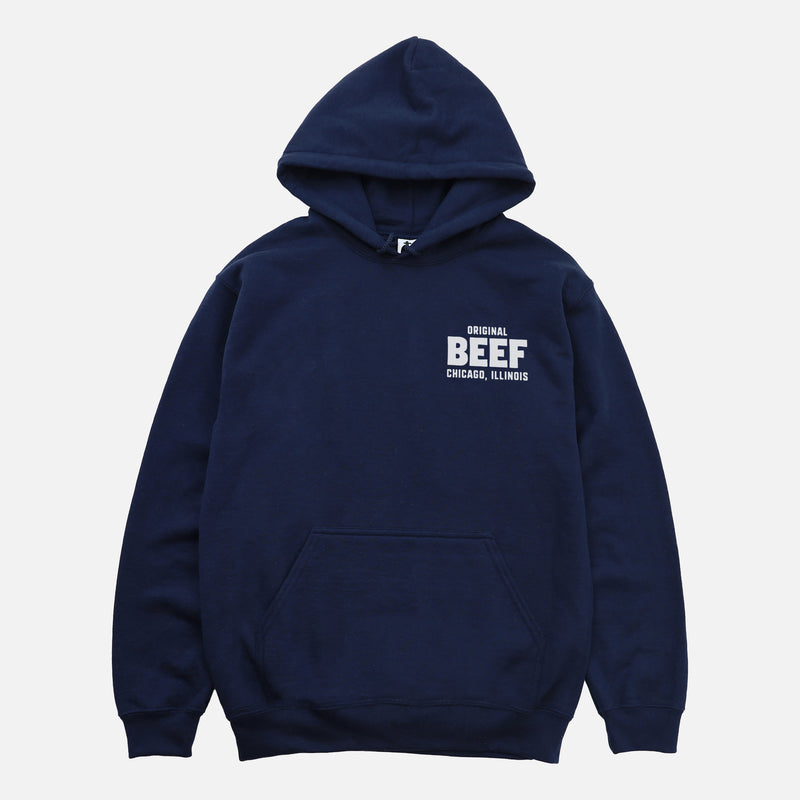 Navy The Original Beef of Chicagoland logo hoodie, the bear tv show merch sweatshirt