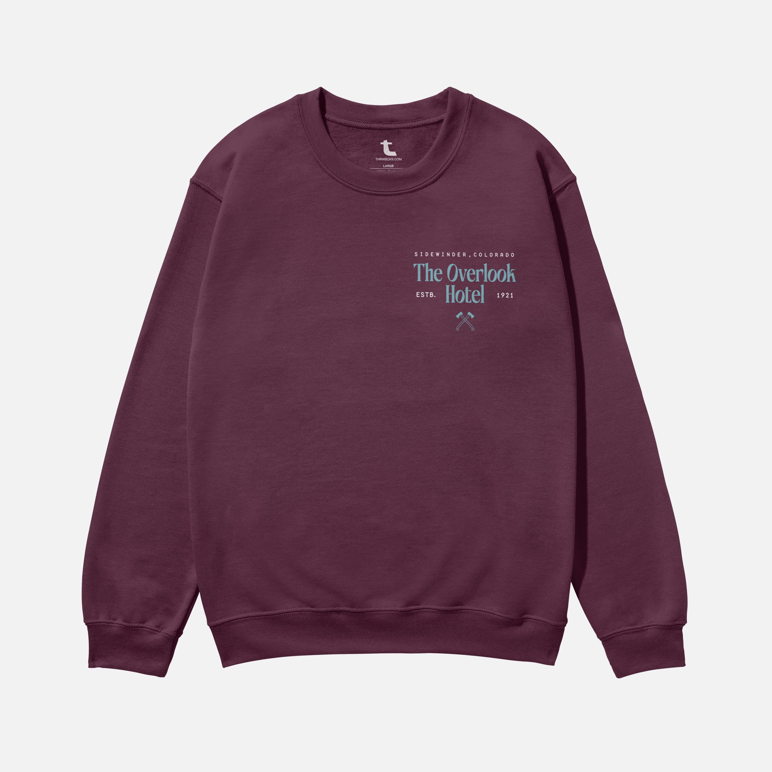 maroon the overlook hotel the shining movie sweatshirt with axe and jack torrance for sale at throwbacks
