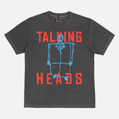 washed black The Talking Heads band graphic t-shirt with david byrne suit sketch