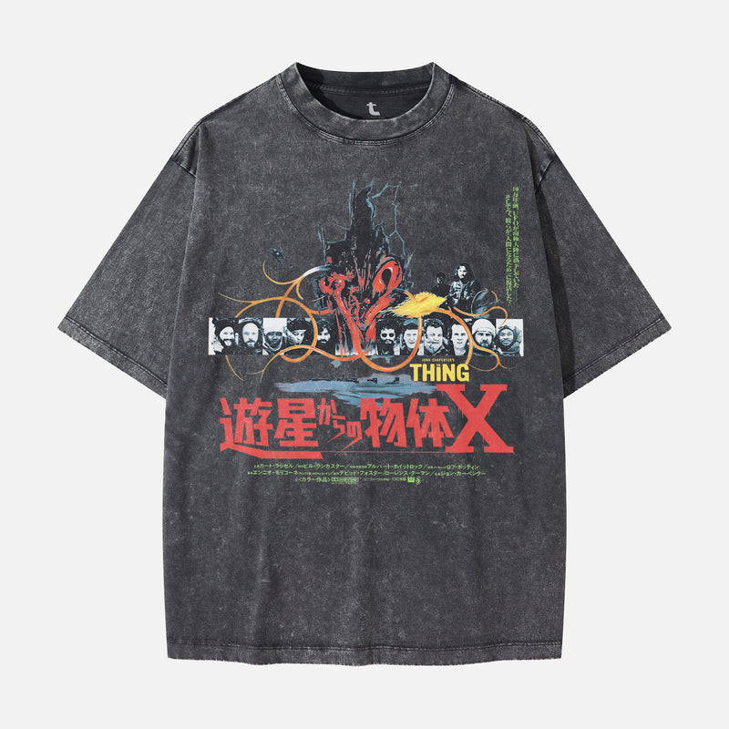 John Carpenter's The Thing 1982 Japanese Movie poster t-shirt in distressed black
