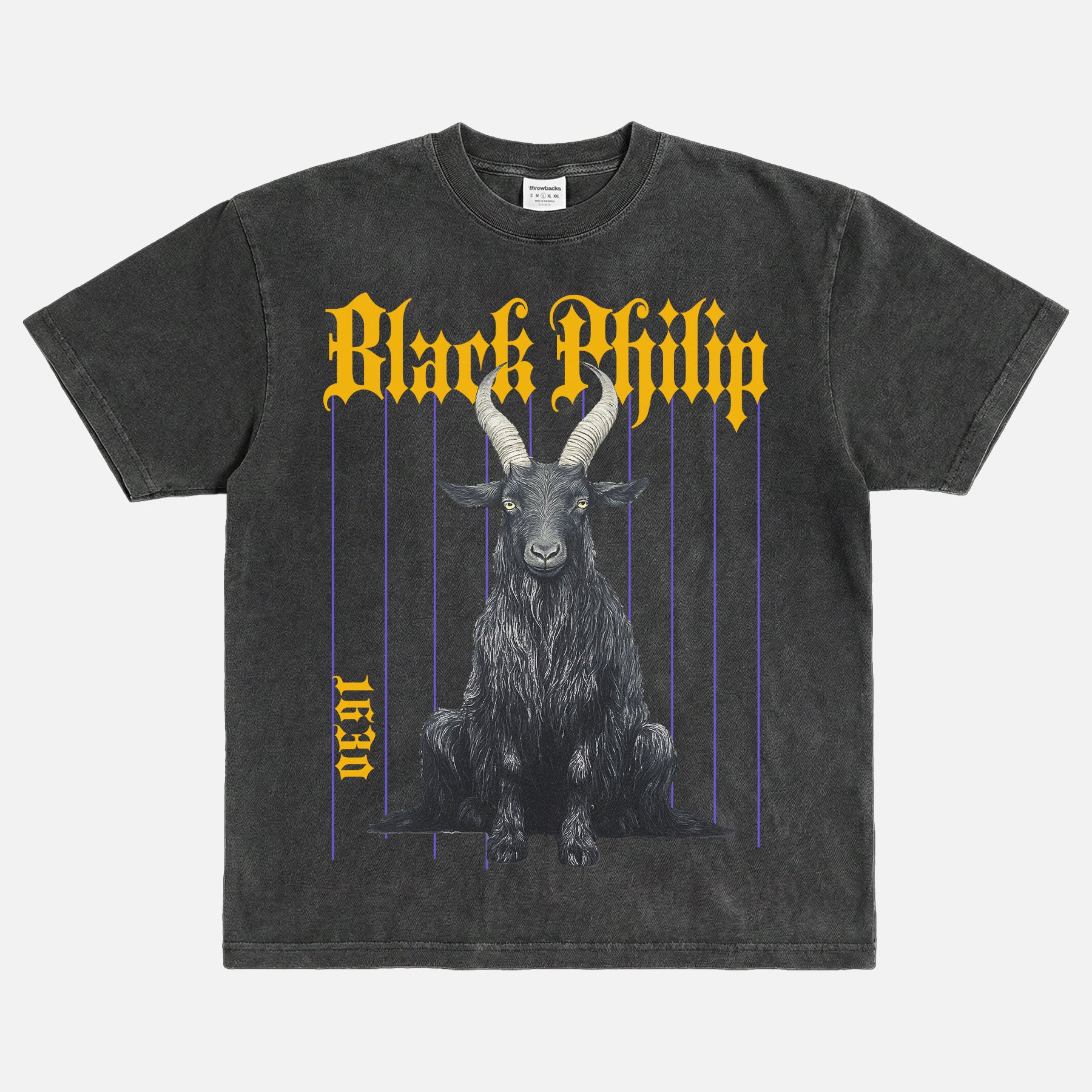 The VVitch movie graphic tee grunge Black Philip the goat streetwear heavyweight distressed faded black A24 horror movie t-shirt