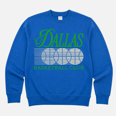 Royal blue Throwback 80s and 90s Dallas Mavericks basketball streetwear crewneck sweatshirt for men and women