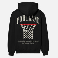 Portland Trailblazers basketball hoodie, heavyweight black streetwear bball hoodie with oversized back print