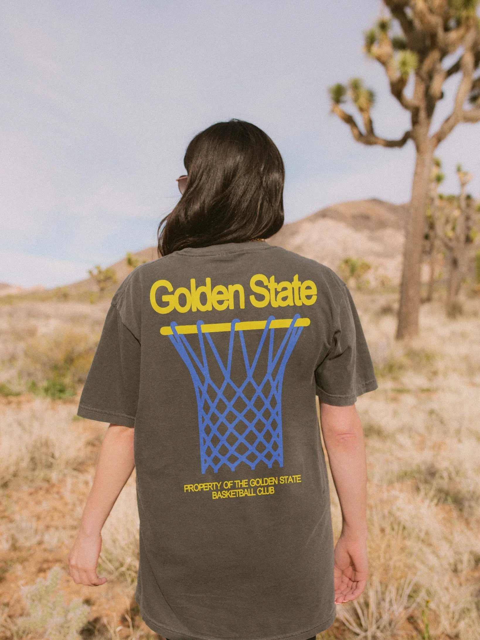 Golden State Warriors streetwear basketball t-shirt, faded blue comfort colors bball tee with front and back print