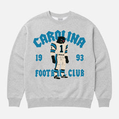 Cute vintage Carolina Panthers football fan streetwear crewneck sweatshirt with old school throwback mascot 