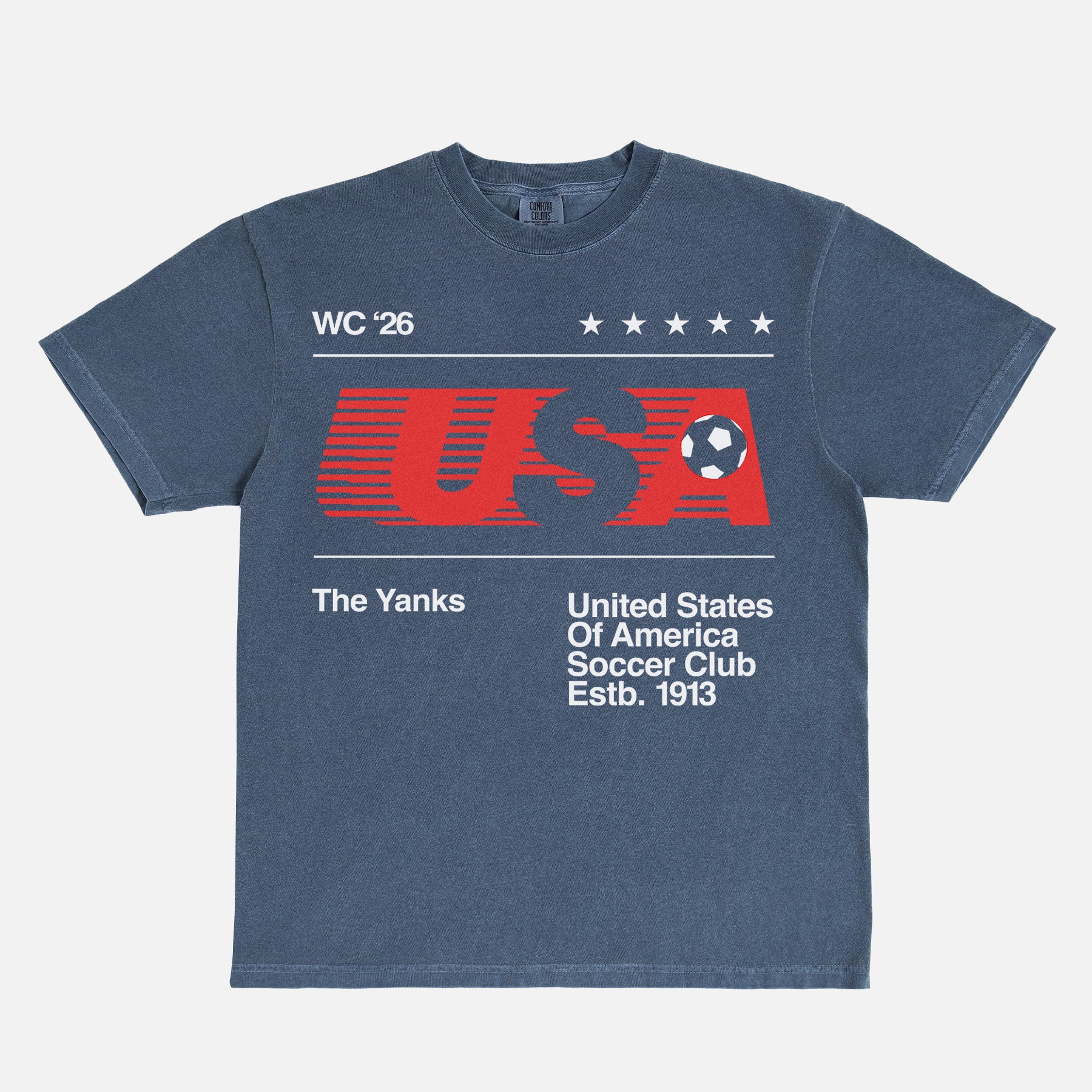 USMNT USWNT USA soccer team t-shirt, washed navy comfort colors US soccer team graphic tee