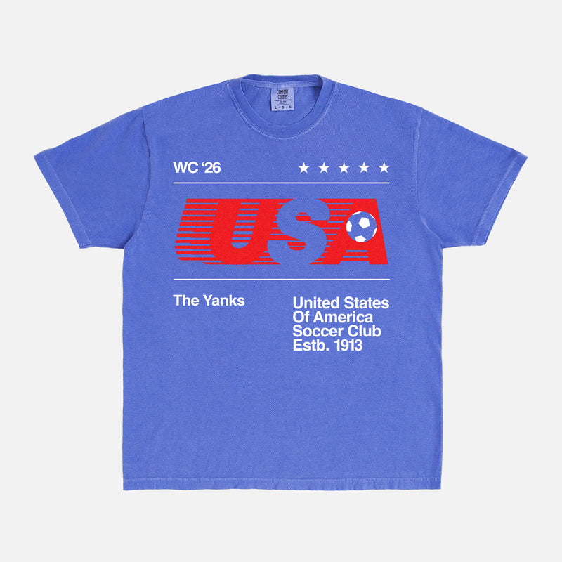 USMNT USWNT USA soccer team t-shirt, washed royal blue comfort colors US soccer team graphic tee