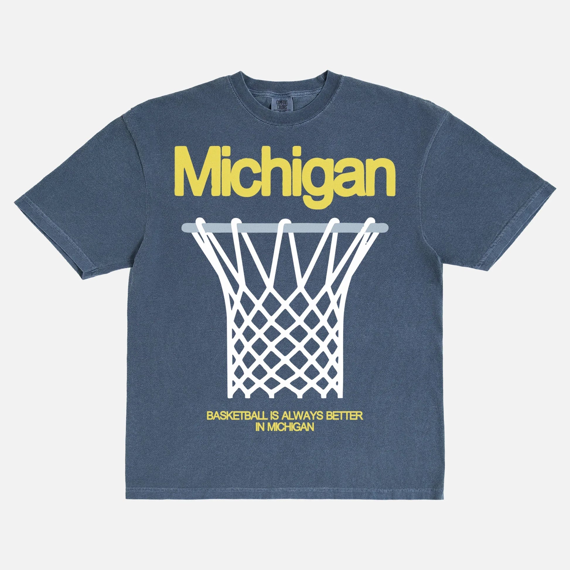 Vintage faded navy Comfort Colors Michigan college basketball graphic tee shirt