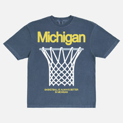 Vintage faded navy Comfort Colors Michigan college basketball graphic tee shirt