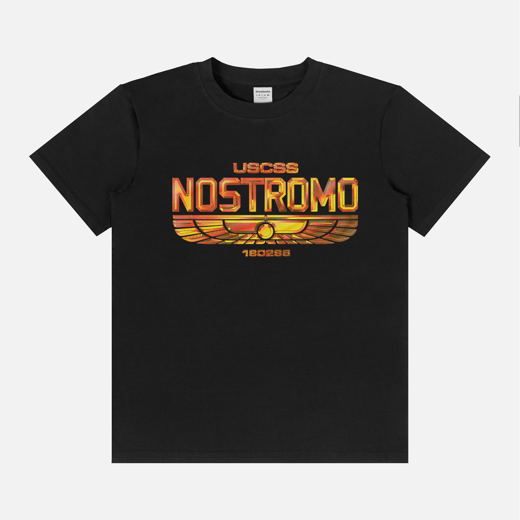 Chrome Orange Yellow USCSS Nostromo Badge Logo t-shirt, weyland yutani alien movie graphic tee streetwear