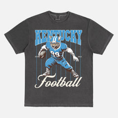 Retro Kentucky Wildcats college football t-shirt with retro mascot pinstripes on a faded black comfort colors graphic tee
