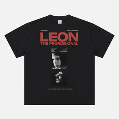 Black streetwear-style Leon the Professional vintage 90's movie graphic tee shirt